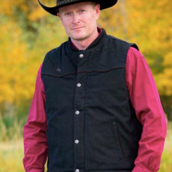 WYOMING TRADERS INSULATED MOUNTAIN CANVAS COWBOY VEST - BLACK - Picture 2 of 8